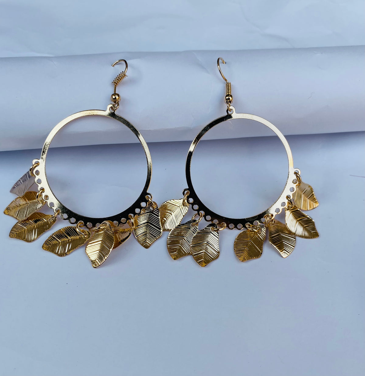 GILDE Leaf Charm Hoop Earrings Premium Stainless Steel Earrings | GILDE JEWELS