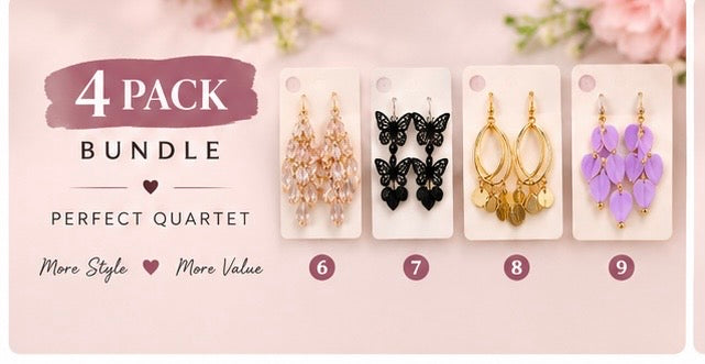4-Pack Earring Bundle – Stylish Fashion Earrings | GILDEJEWELS.PK