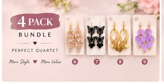 4-Pack Earring Bundle – Stylish Fashion Earrings | GILDEJEWELS.PK