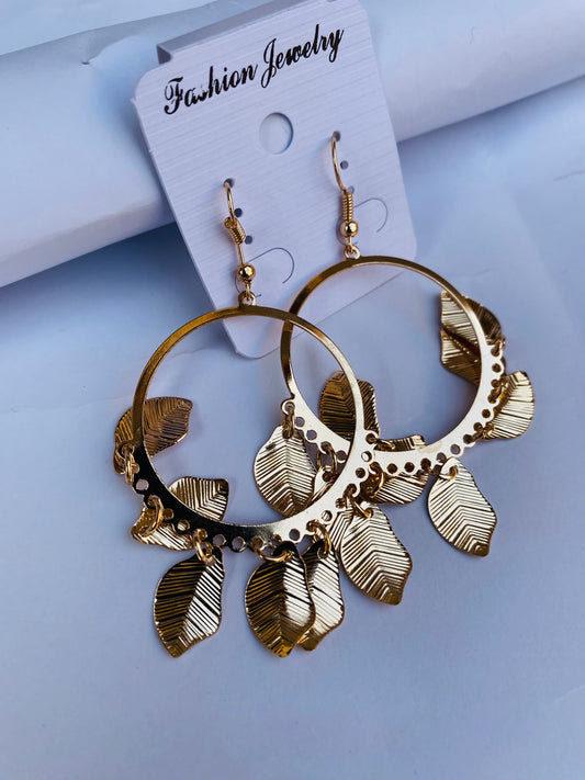GILDE Leaf Charm Hoop Earrings Premium Stainless Steel Earrings | GILDE JEWELS