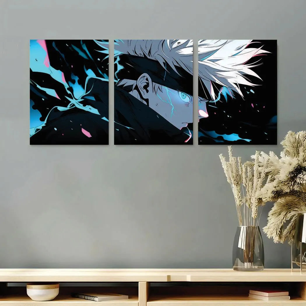 Gojo Satoru Infinity – Premium 3 Panel Wooden Wall Art Set
