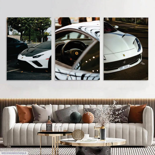 Supercars Collection – Premium 3 Panel Wooden Wall Art Set | 8 × 11 Inches