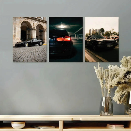 Supercars Collection – Premium 3 Panel Wooden Wall Art Set | 8 × 11 Inches