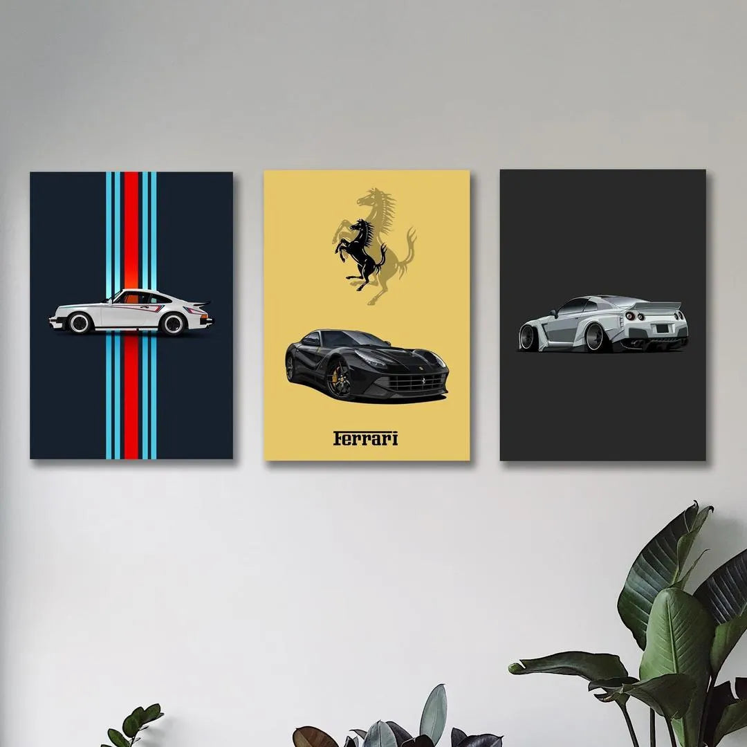 Supercar Icons – Premium 3 Panel Wooden Wall Art Set