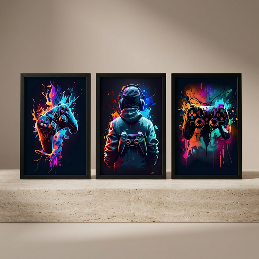 Gaming Legends – Premium 3 Panel Wooden Wall Art Set