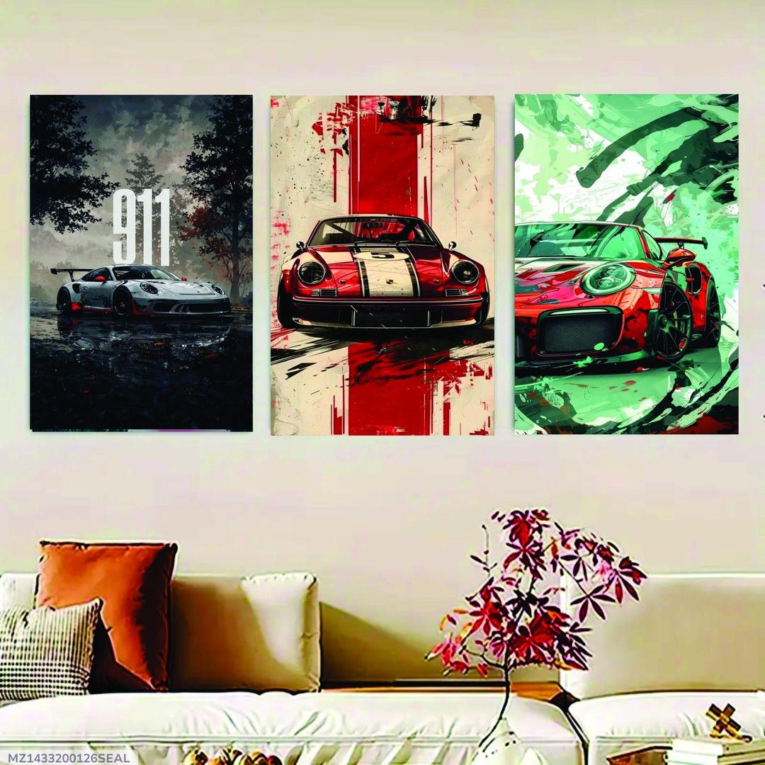 Supercars Collection – Premium 3 Panel Wooden Wall Art Set