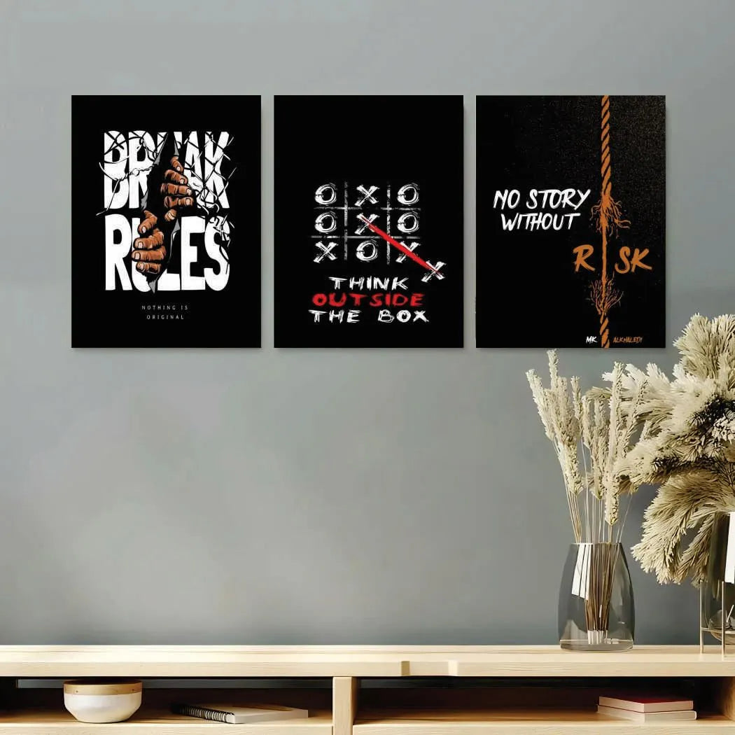 Typography Collection – Premium 3 Panel Wooden Wall Art Set