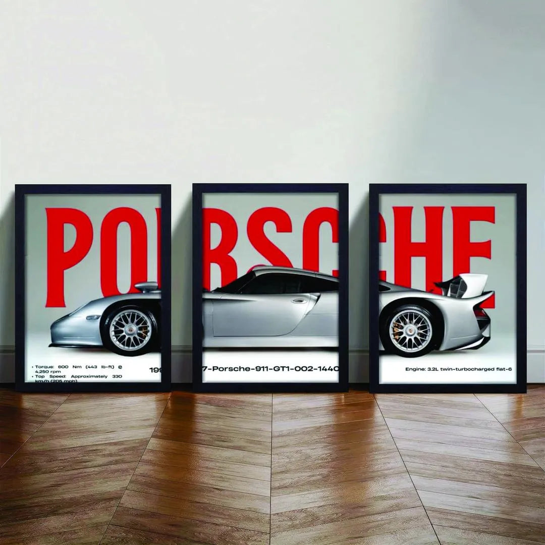 Porsche Performance – Premium Wooden Wall Art Set